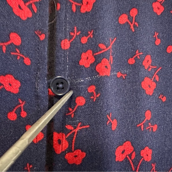 Reformation Womens Zelda Floral Midi Dress Sz 0 Poppy Blue Red Slit 3/4 Sleeve - Picture 12 of 13